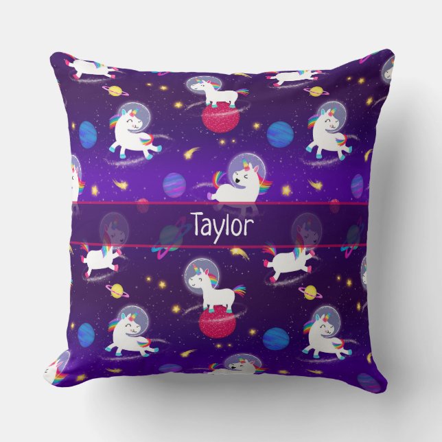 Almofada Rainbow Unicorns In Space Purple Ombre (Frente)