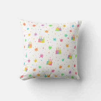 Almofada Rainbow Watercolor Birthday Cake Colorful Paint