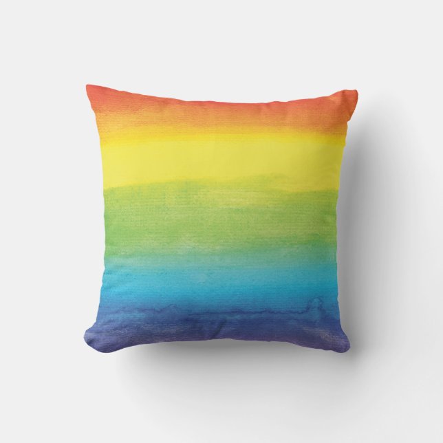 Almofada Rainbow Watercolor Ombre Modern Colorir (Frente)