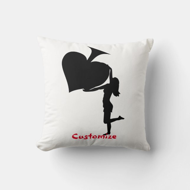 Almofada Rainha das Espadas Segurando o Trovão Ace Negro (Frente)