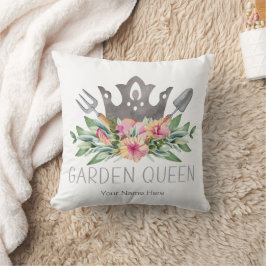 Almofada Rainha do Jardim Boho Aquarela Plantas Ferramentas