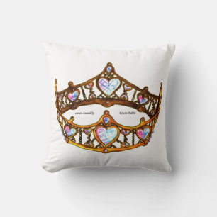 Almofada Rainha dos Corações Douradas Tiara branca