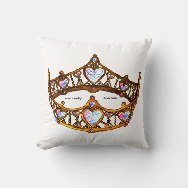 Almofada Rainha dos Corações Douradas Tiara branca (Frente)