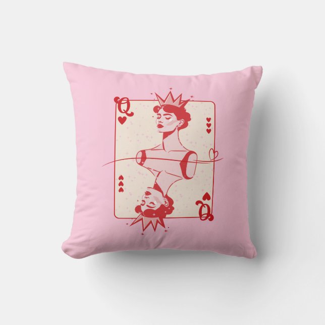 Almofada Rainha dos Corações Vermelha e Rosa (Frente)
