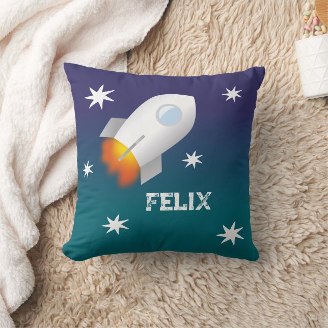 Almofada Rakete mit Sternen 2 | personalisierbares Kissen  (Cobertor)