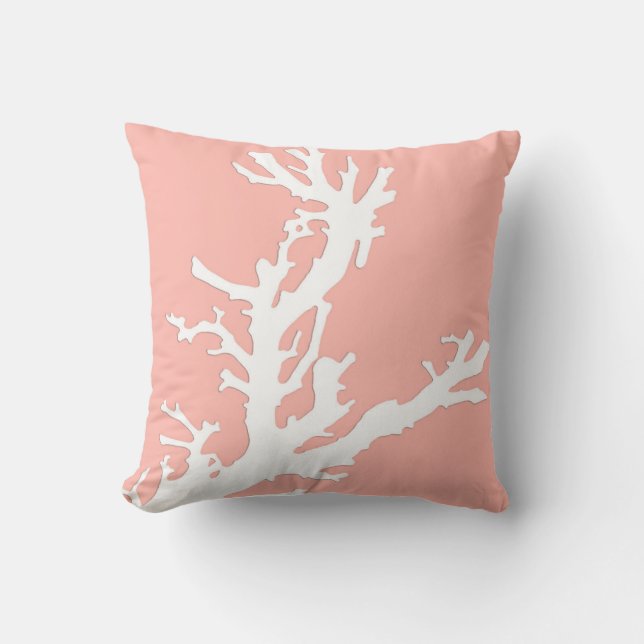 Almofada Ramal de coral - branco a rosa dos corais (Frente)