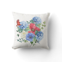 Ramalhete Floral Vermelho/Branco/Azul com Pássaros