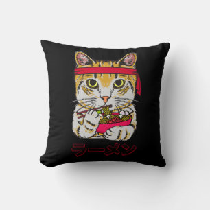 Almofada Ramen Cat Anime Comida Japonesa Kawaii Graphic Art