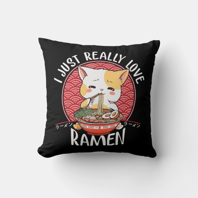Almofada Ramen Cat Anime Kawaii Japonês Gift Girls Officia (Frente)