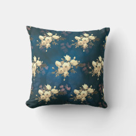 Almofada Ramificação do padrão das Rosas Brancas