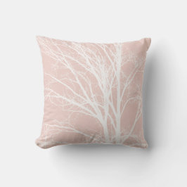 Almofada Ramificações da Árvore Branca Cor-de-Rosa Esbranqu