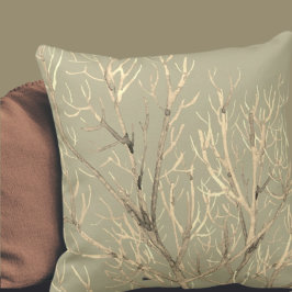 Almofada Ramificações de Aquarela de Creme Verde Sage