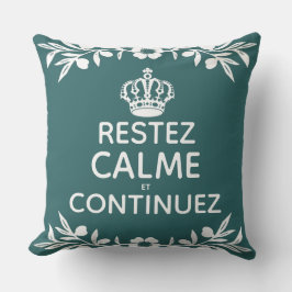 Almofada Ramo de oliveira branco teal Francês Manter Carreg