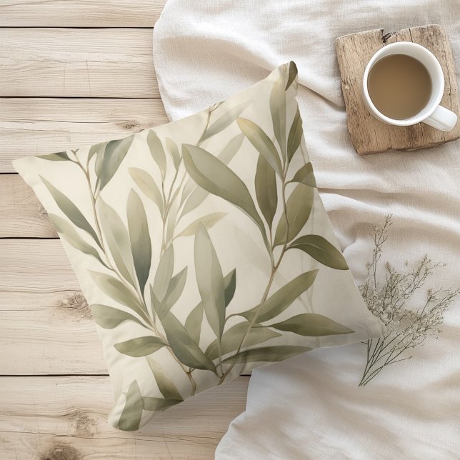 Almofada Ramos de Oliva Russo da Aquarela (Criador carregado)