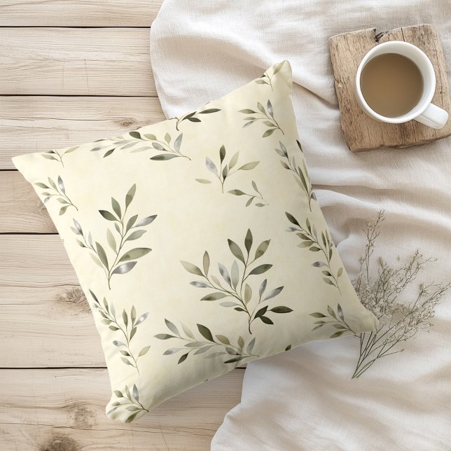 Almofada Ramos de Oliva Russo da Aquarela (Criador carregado)