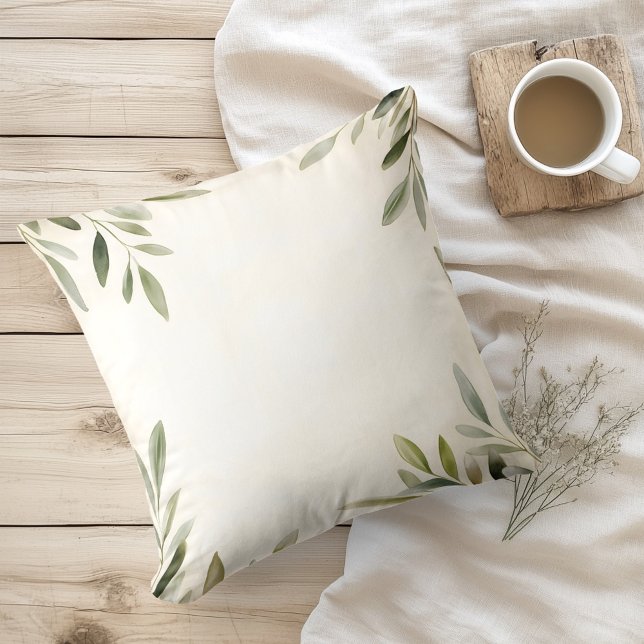 Almofada Ramos de Oliva Russo da Aquarela (Criador carregado)