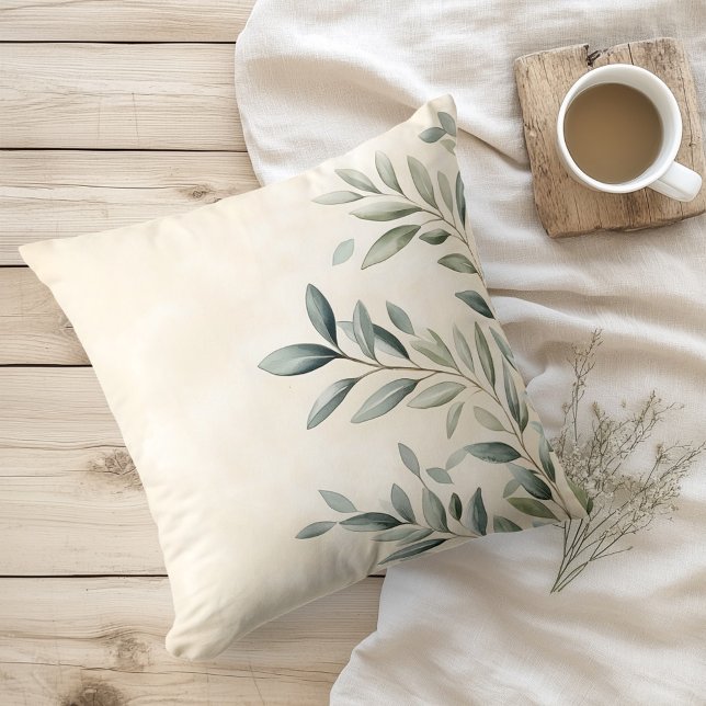 Almofada Ramos de Oliva Russo da Aquarela (Criador carregado)