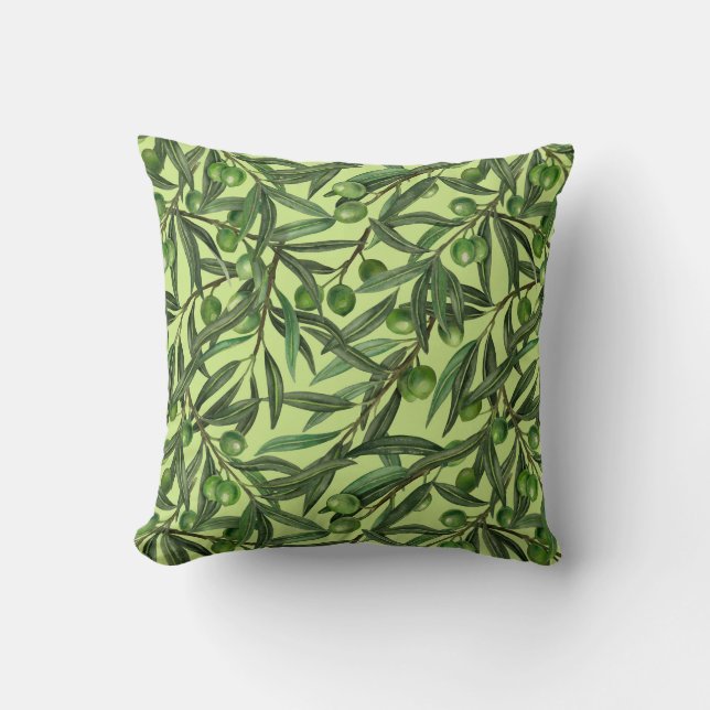 Almofada ramos de oliveira em verde de melada (Frente)