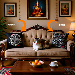 Almofada Rangoli branco com hibisco