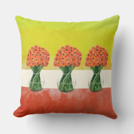 Almofada Ranúnculo Italiano Amarelo Laranja Aquarela