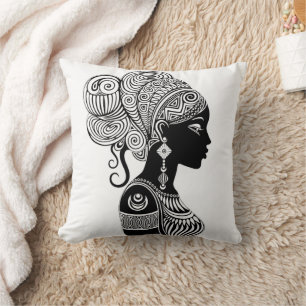 Almofada Rapariga africana Retrato Tribal Tatuagem