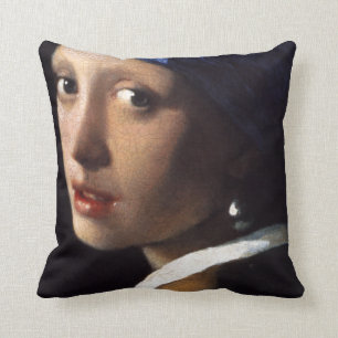 Almofada Rapariga de Johannes Vermeer com pérolas
