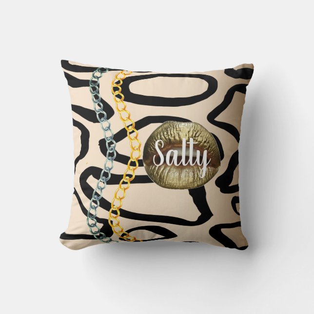 Almofada Rapariga Luxuosa Chic Selvagem Personalizada Doura (Frente)