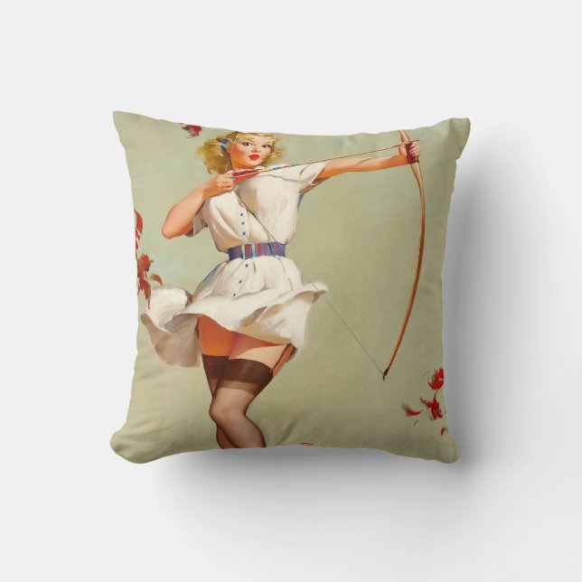 Almofada Rapariga Pin-Up da Archery (Frente)