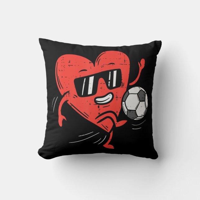 Almofada Raparigas de futebol do Heart Playing Soccer Dias  (Frente)