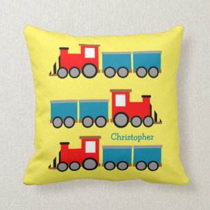 Almofada Rapazes: Brinquedos de trem, camioneta-branca pers