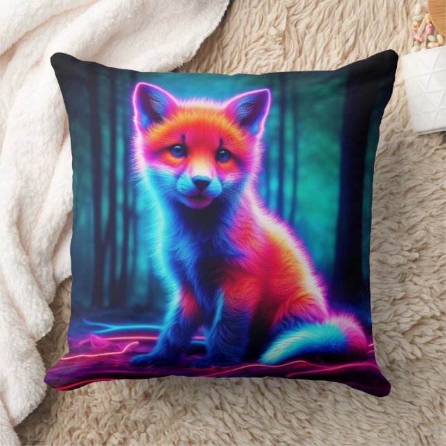 Almofada Raposa brilhante de fantasia bonita com aura biolu (Cobertor)