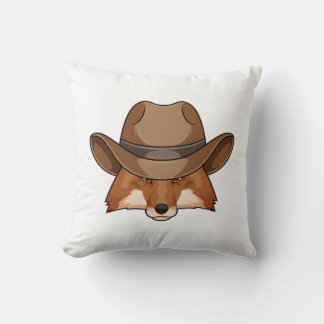 Almofada Raposa como Cowboy com Chapéu