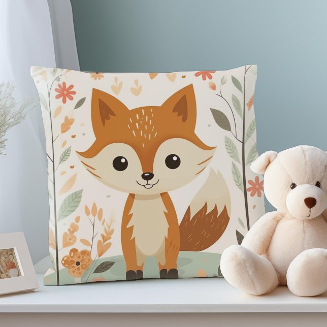 Almofada Raposa De Madeira, Travesseiro De Enfermeiro Neutr (Cute Woodland Fox, Baby Animals Gender Neutral Nursery PIllow,)