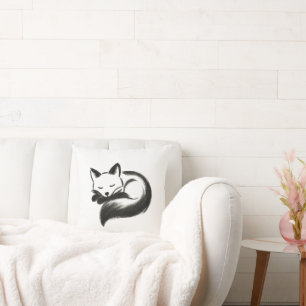 Almofada Raposa dormente - Design animal de giz minimalista
