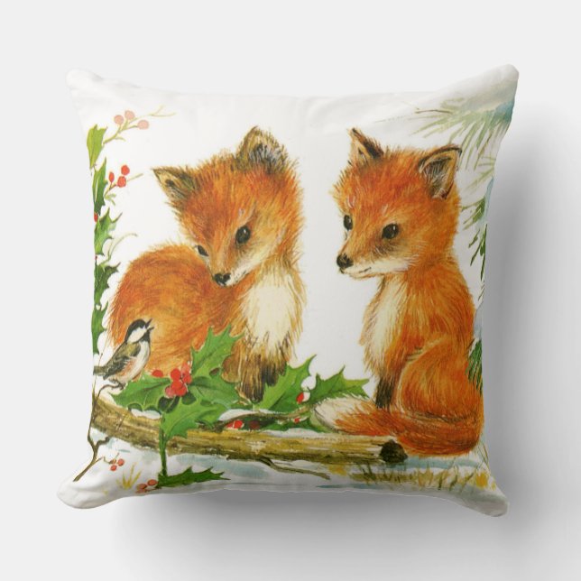 Almofada Raposas de Natais vintages (Frente)