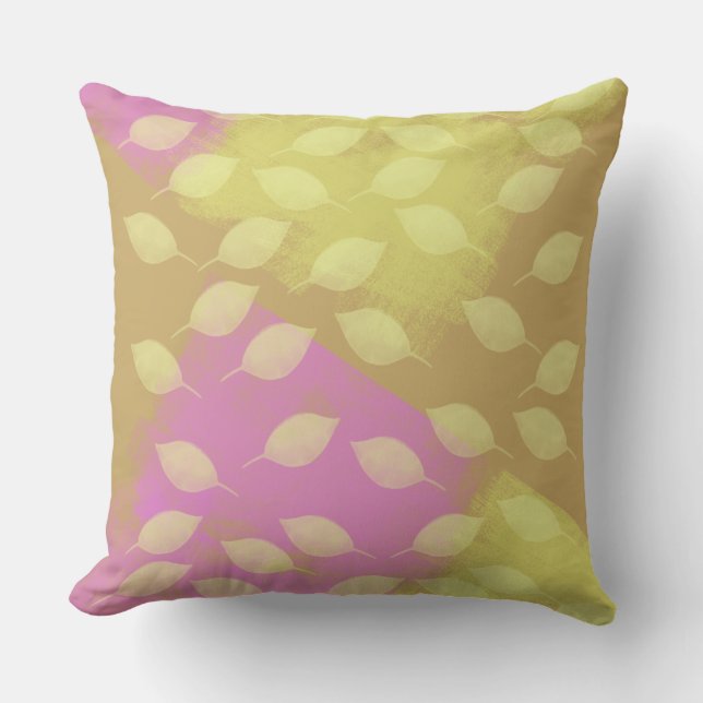 Almofada Rapsódia em Amarelo, Mostarda e Violeta Abstrato (Frente)