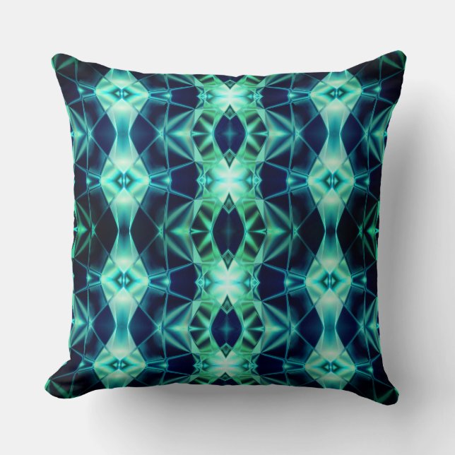 Almofada Rapto acrílico azul-esverdeado, formas de espelham (Frente)