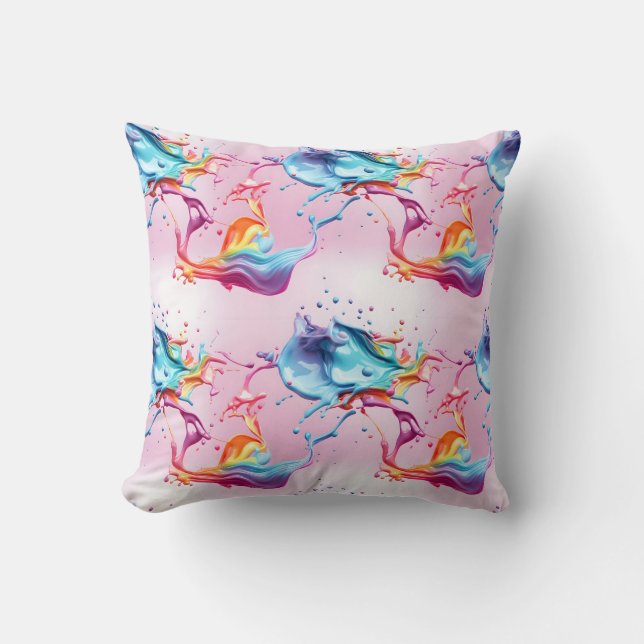 Almofada Rascunho de Tinta do Arco-Íris (Frente)