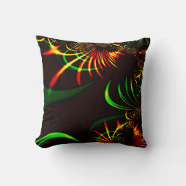 Almofada Rascunho; folhas verdes e curvas amarelas coradas