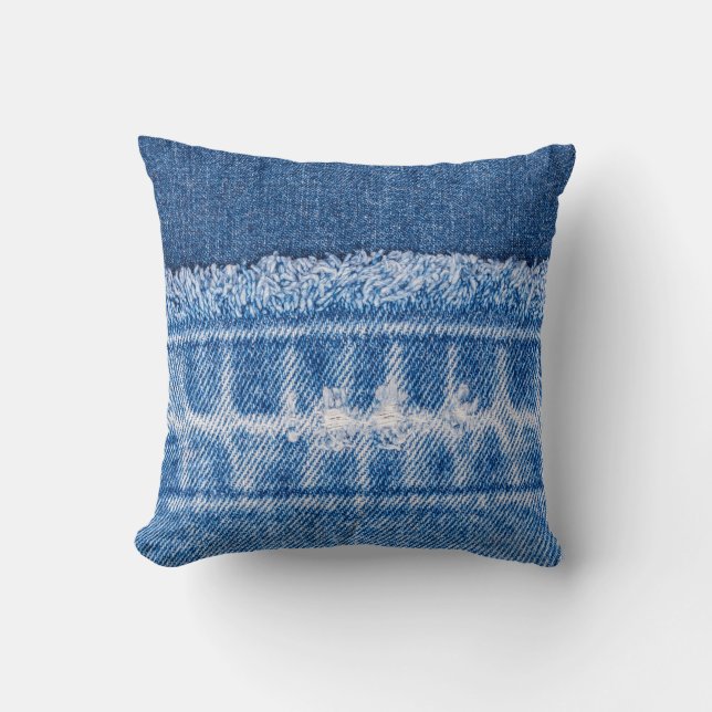 Almofada Rasgada: Quadro de Jeans Azuis Duplos (Frente)