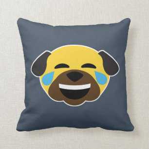 Almofada Rasgos do Emoticon de Emoji do Pug da alegria e do