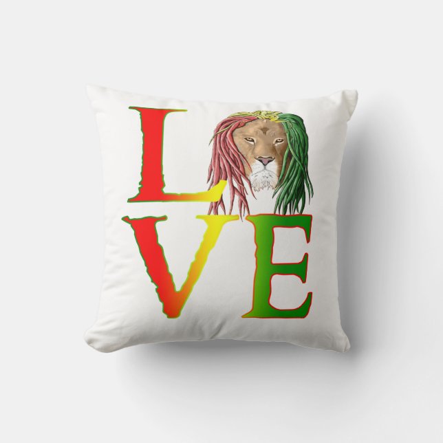 Almofada Rasta Lion Jamaican Reggae Love (Frente)
