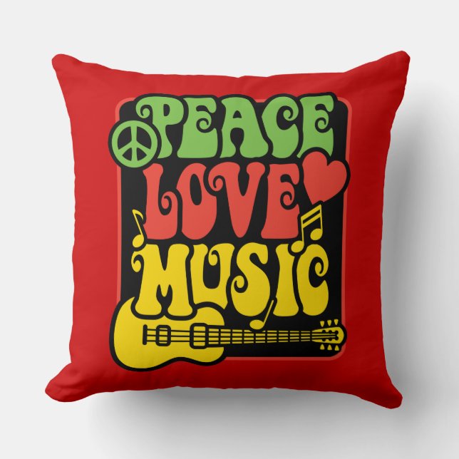 Almofada Rasta Peace Love Music (Frente)