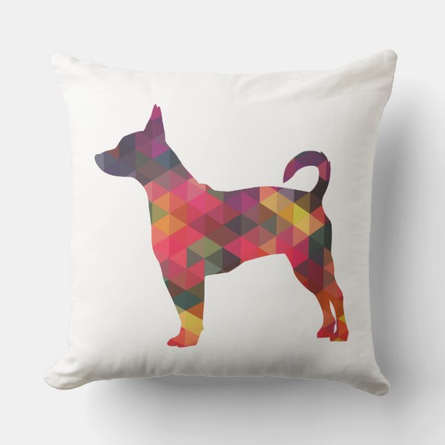 Almofada Rat Terrier Colorful Geométrico Pattern Silhouette (Frente)