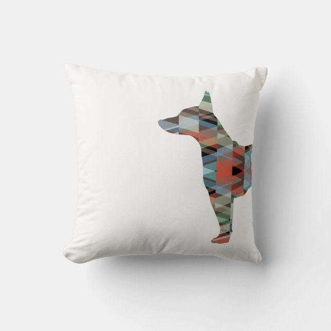 Almofada Rat Terrier Colorful Geométrico Pattern Silhouette (Frente)