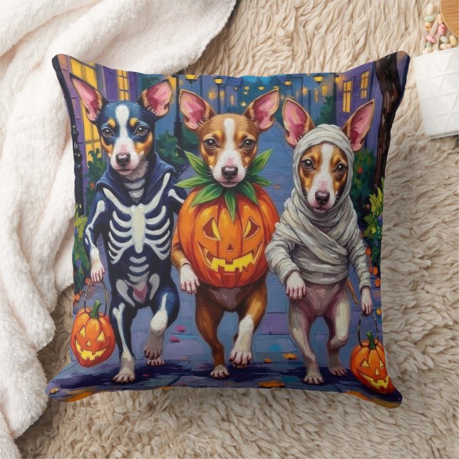 Almofada Rat Terrier Trick-or-Tratating Halloween Costumes (Cobertor)