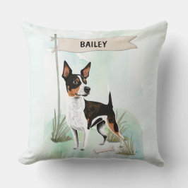 Almofada Rat Terrier Watercolor Personalized Dog