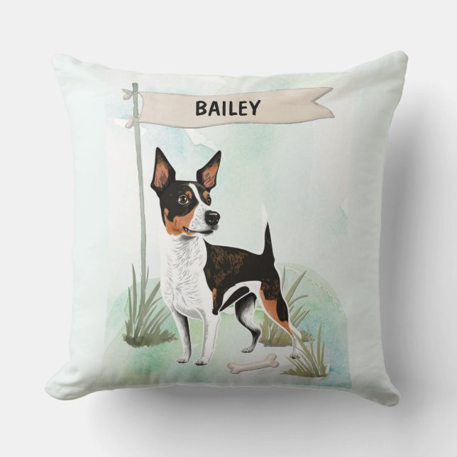 Almofada Rat Terrier Watercolor Personalized Dog (Frente)