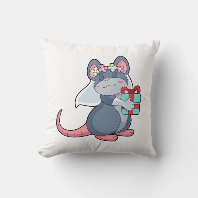 Almofada Rato como Noiva com Véu & Presente.PNG (Frente)