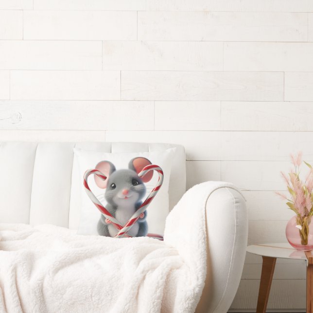 Almofada Rato De Natal Com Carcinho De Canas Doces (Sofá)